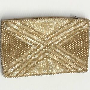 Vintage beaded and sequined coin purse pouch